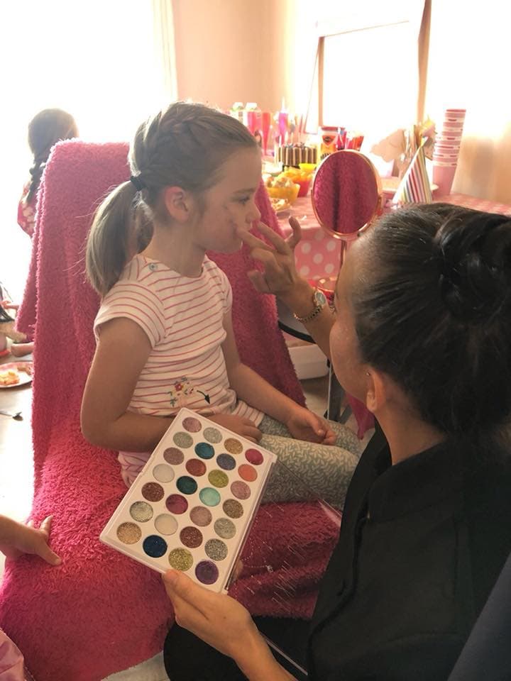Face glitter at pamper party